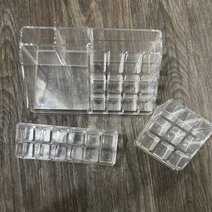 Set of 3 Clear Acrylic Makeup Organizers